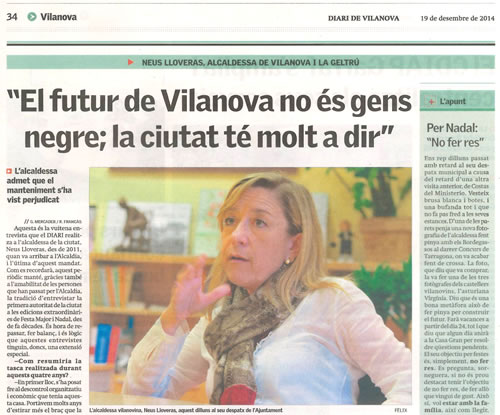 Entrevista al Diari de Vilanova 19/12/2014