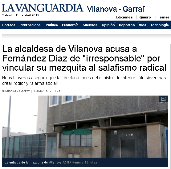 La alcaldesa de Vilanova acusa a Fernández Díaz de 'irresponsable'